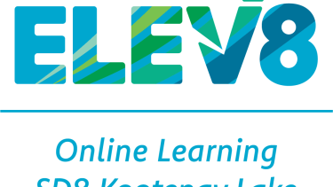 Logo for ELEV8 online learning program at SD8 Kootenay Lake - blue and green